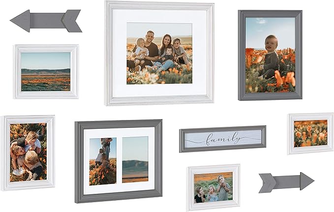 Kate and Laurel Bordeaux Expressions Wall Decor Collection, Rustic Gray and White, Assorted Size Frames and Decorative Wall Accents