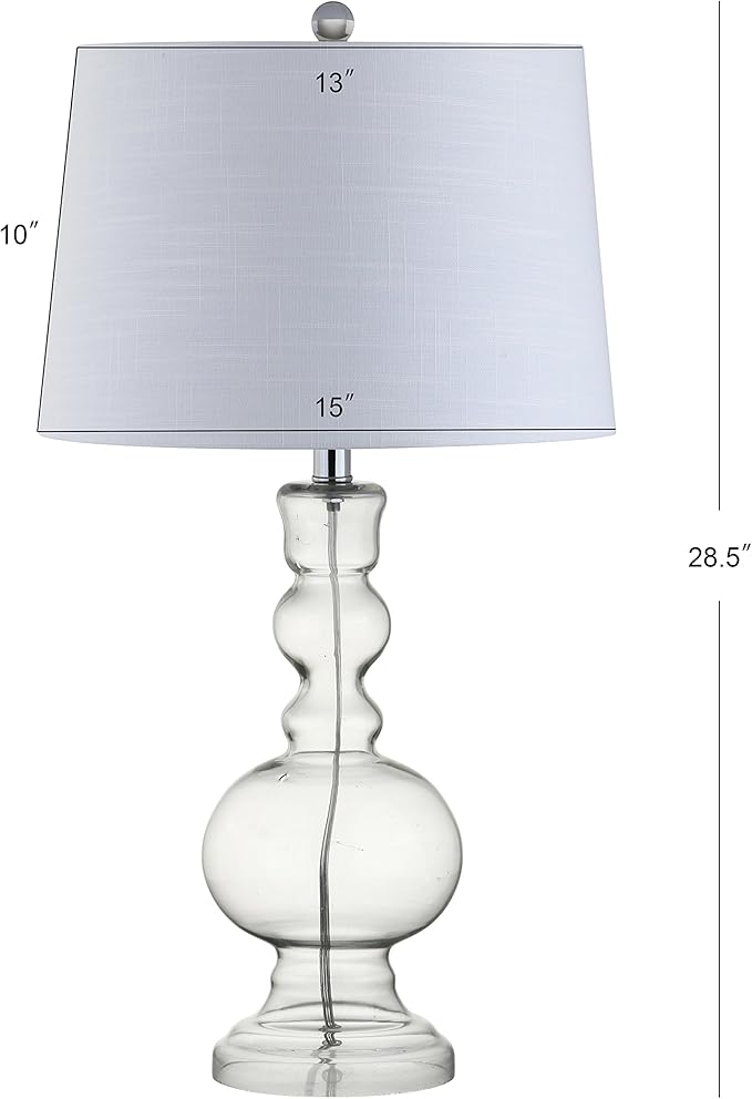JONATHAN Y JYL1061B-SET2 Set of 2 Table Lamps Genie 28.5" Glass LED Table Lamp Contemporary Transitional Bedside Desk Nightstand Lamp for Bedroom Living Room Office College Bookcase, Clear