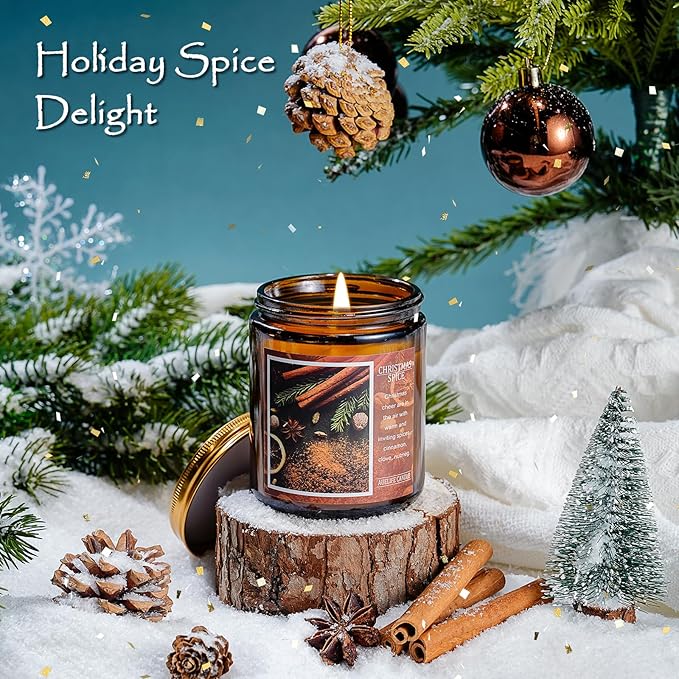Christmas Spice Soy Candle - 7 oz Aromatherapy Jar Candle - Winter for Women & Men