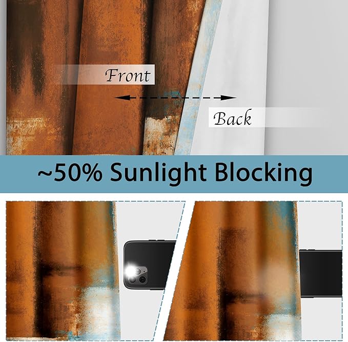 Asuexpect Rust Curtains 2 Panels Abstract Curtain Room Darkening Grommet Window Treatments Modern Decorative for Bedroom Living Room, 52x72 Inches