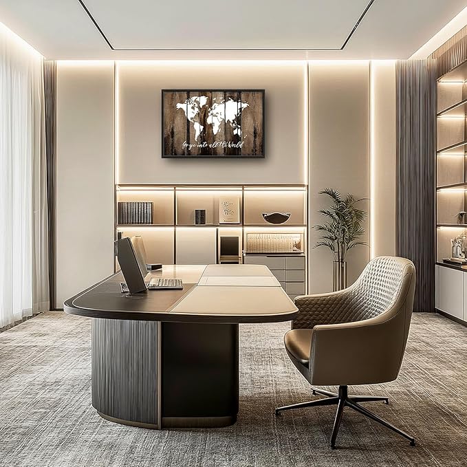 Flintis Large World Map Wall Art Go Ye Into All The World Pictures Wall Decor Abstract Canvas Painting Print Artwork Decoration Framed for Living Room Bathroom Master Bedroom Office 36L x 24W