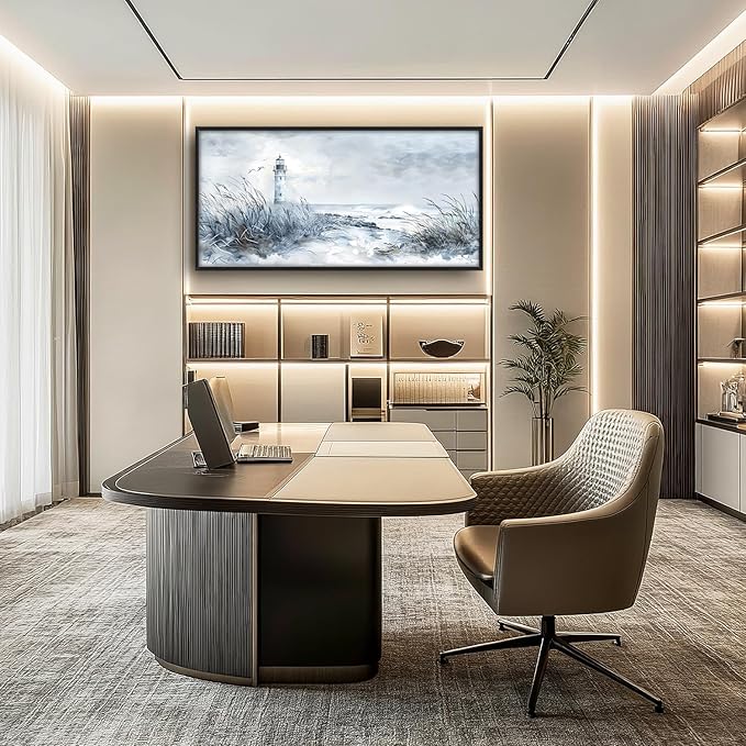 Flintis Large Lighthouse Wall Art Beach Lighthouse Pictures Wall Decor Abstract Nautical Canvas Painting Print Artwork Decoration Framed for Living Room Bathroom Master Bedroom Office 60L x 30W