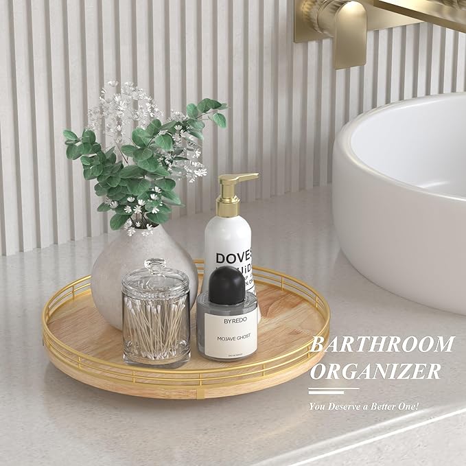 Farmhouse Oak 12" Lazy Susan Turntable Organizer for Cabinet, Round Wooden Lazy Susan Organization and Storage for Dining Table, Pantry, Kitchen, Countertop, Cupboard,Home Decor