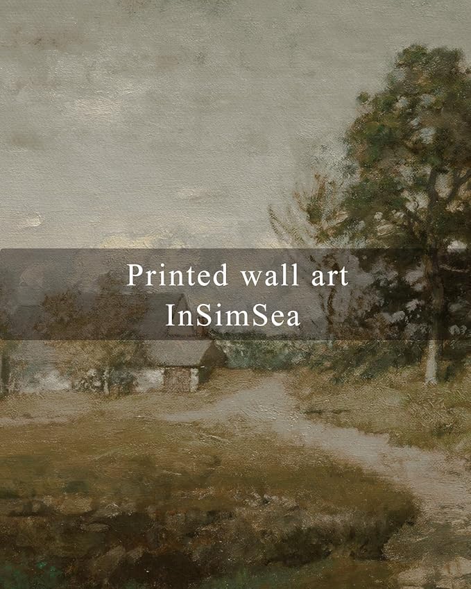 InSimSea Square Framed Canvas Wall Art, Landscape Decor Classical Rural Farmhouse Room Decor, Vintage Nature Oil Painting Wall Art Prints Decor for Bathroom, Bedroom, Living Room 12"x12"