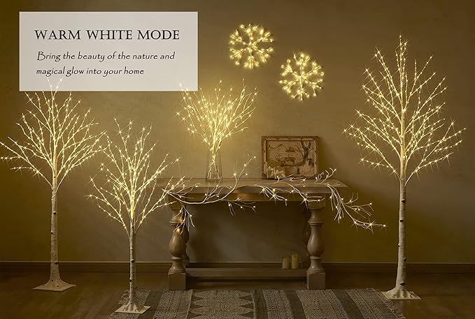 LITBLOOM Lighted Birch Branches Battery Operated with 8 Functions 30IN 100 Multi Color and Warm White Lights for Christmas Holiday Party Decoration Indoor Outdoor