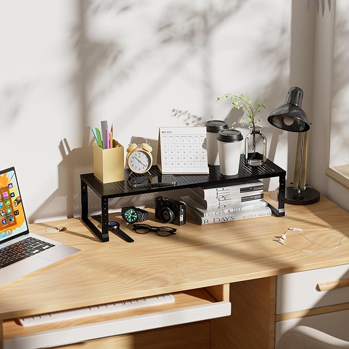 Expandable Spice Rack & Kitchen Cabinet Organizer - Stackable, Adjustable Shelves for Cabinets, Countertops, Cupboards & Pantries(2 Packs/Large/Black)