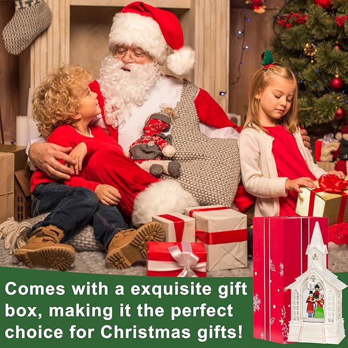 Christmas Snow Globes Church Choir Water Lantern,Silent Night Music, Holiday Decorations Gifts for Family Children or Friends