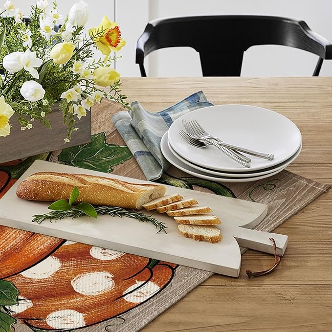 Artoid Mode Wood Pumpkins Fall Placemats, 24x36 Inch Extra Large Table Mats for Kitchen Countertop Protector Dining Decoration