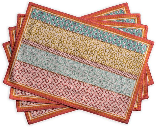 Maison d' Hermine Placemats Set of 4 100% Cotton Washable Cloth Place Mats, Reusable Table Mats for Kitchen Dining Decoration, Party, Wedding, Restaurant Spring/Summer (Provence, 13" x 19")