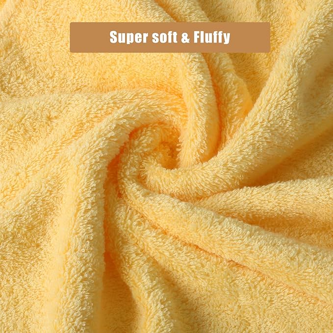 SEMAXE 12 Pack Hand Towels for Bathroom, 100% Cotton Towels with Hanging Loops, Soft and Highly Absorbent, Hand Towel Set for Gym, Shower, Hotel, Spa and Kitchen, Yellow