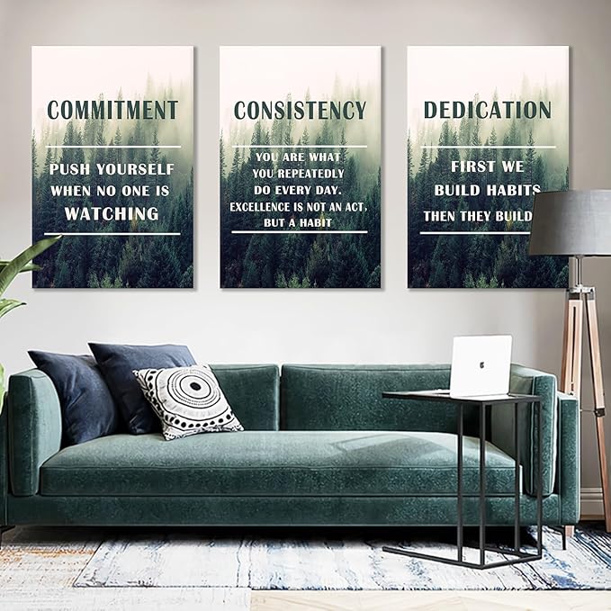 3 Piece Motivational Canvas Wall Art Large Posters Inspirational Entrepreneur Quote HD Picture Print Positive Painting Artwork for Living Room Workplace Stretched and Framed [72''Wx 36''H]