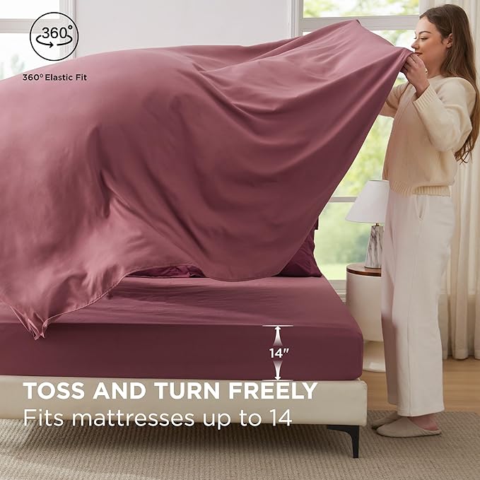 Bedsure Full Size Comforter Set - 7 Pieces Burgundy Full Bedding Set for All Seasons, Boho Contrasting Design Bed in a Bag with Comforter, Sheets, Pillowcases & Shams