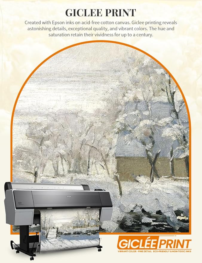 DECORARTS - Claude Monet The Magpie, Large Framed Wall Art, Canvas Size 35x28, Outer Dimensions Larger With Customizable Solid Wood Frames, Giclee Canvas Print, Made in USA