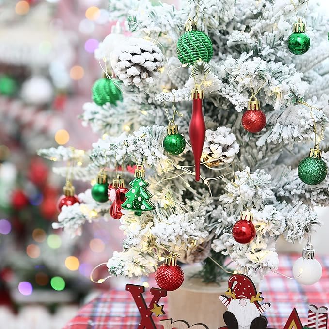 Sea Team 70-Pack Shatterproof Plastic Christmas Ball Ornaments Set, Multi-Size Christmas Baubles, Hanging Decorations for Xmas Tree, Wreath, Garland, (1.18-1.97 Inches, Green)