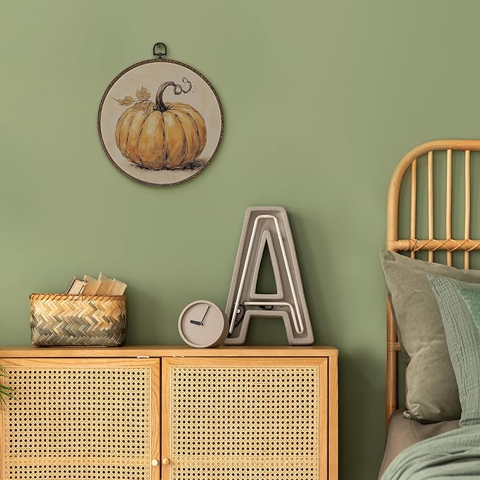 XNXLDYLH Vintage Fall Pumpkin Round Framed Wall Art Decor, Rustic Thanksgiving Farmhouse Hanging Wall Decor Decorations, Autumn Fall Canvas Prints Wall Art Paintings for Bedroom Living Room, 10x10Inch