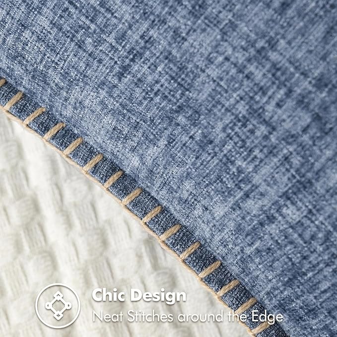 MIULEE Pack of 2 Couch Throw Pillow Covers 16x16 Inch Dark Grey Blue Farmhouse Decorative Pillow Covers with Stitched Edge Soft Chenille Solid Dyed Spring Pillow Covers for Sofa Bed Living Room