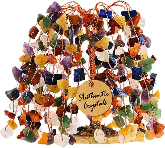 7 Chakra Healing Crystal Tree of Life Handmade Gemstone Bonsai Trees for Home and Office Desk Decor Feng Shui Money Tree for Positive Energy, Wealth, Luck, Reiki, Protection, Spiritual Gift for Women