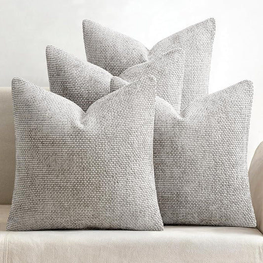 MIULEE Pack of 4 Couch Throw Pillow Covers 18x18 Inch Light Gray Soft Decorative Chenille Pillow Covers Farmhouse Accent Cushion Covers for Boho Home Decor Sofa Bedroom Living Room