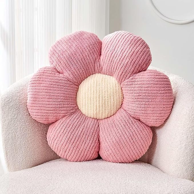 Flower Throw Pillow, Soft Pink 17.7" Shaped Floor Pillow for Home Decor, Cute Aesthetic Plush Decorative Pillows for Bed, Sofa, Couch