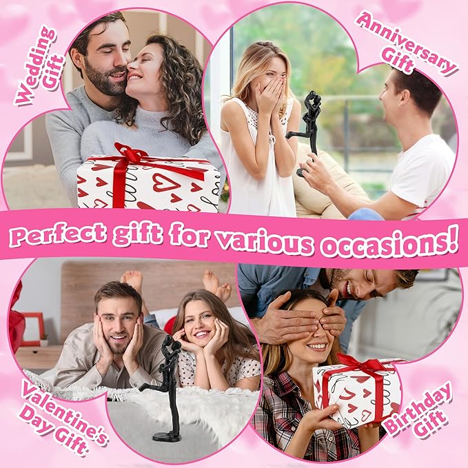 Loving Couple Iron Sculpture, Black Metal Couple Statue in Love, Wedding Anniversary Romantic Gifts for Wife Husband Girlfriend Boyfriend Women Men, Birthday Gifts for Wife Girlfriend