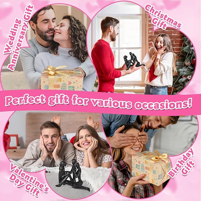 Sweet Couple & Dog Statue Cast Iron Sculpture Decor, Wedding Anniversary Love Gifts for Couple Women Men Wife Husband Her Him Girlfriend Boyfriend, for Wife Husband Birthday