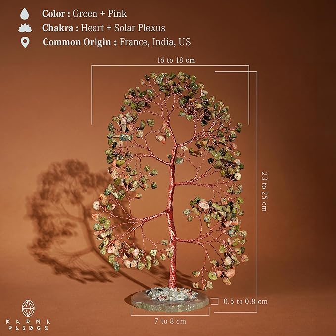 Crystal Trees for Home and Office Decoration, Unakite Chakra Healing Crystals Feng Shui Handmade Trees for Positive Energy, Money, Good Luck, Christmas Decor, Birthday Gifts for Women, Mom