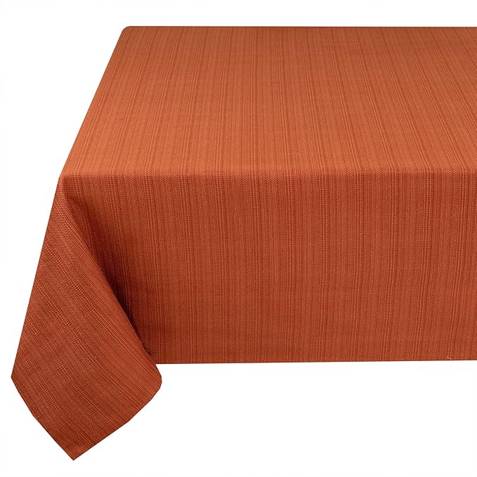 Benson Mills Cameron Textured Fabric Table Cloth, for Everyday Home Dining, Parties, Fall, Harvest, and Thanksgiving Tablecloth (60" x 120" Rectangular, Bison/Rust/Burnt Orange)
