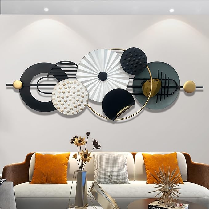 Large Metal Wall Decor Modern Metal Wall Art 3D Wall Sculptures Handmade Wall Hanging Decoration for Living Room Dinning Room Bathroom Entryway Kitchen Office (59''Lx23''W)
