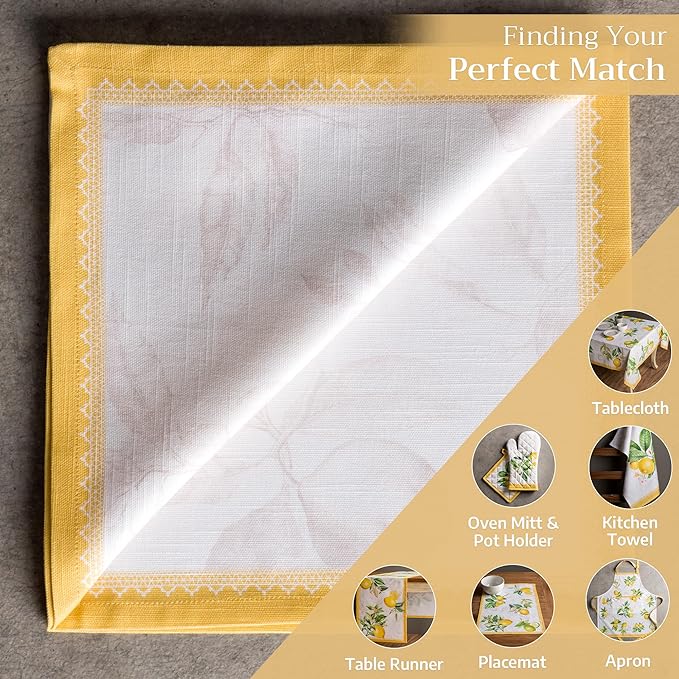 Maison d' Hermine Cloth Napkins Set of 4 100% Cotton Everyday Reusable Square Napkins Cloth Washable, Dinner, Party, Wedding, Restaurant, Spring/Summer (Limoncello, 20" x 20")