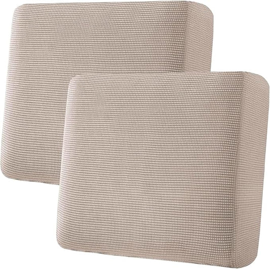 H.VERSAILTEX Super Stretch Individual Seat Sofa Covers Couch Slipcover Sets Thick Jacquard Textured Twill Fabric (2 Piece Large Sofa Cushion Covers, Sand)