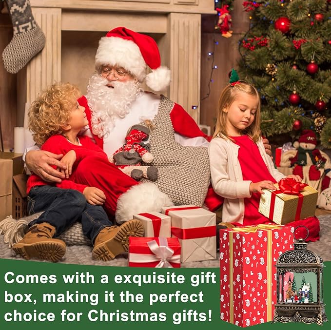 Christmas Snow Globe, Lighted Church Family Choir Scene, Musical Snow Water Lantern Swirling Glittering Holiday Decoration and Gift for Family Children or Friends