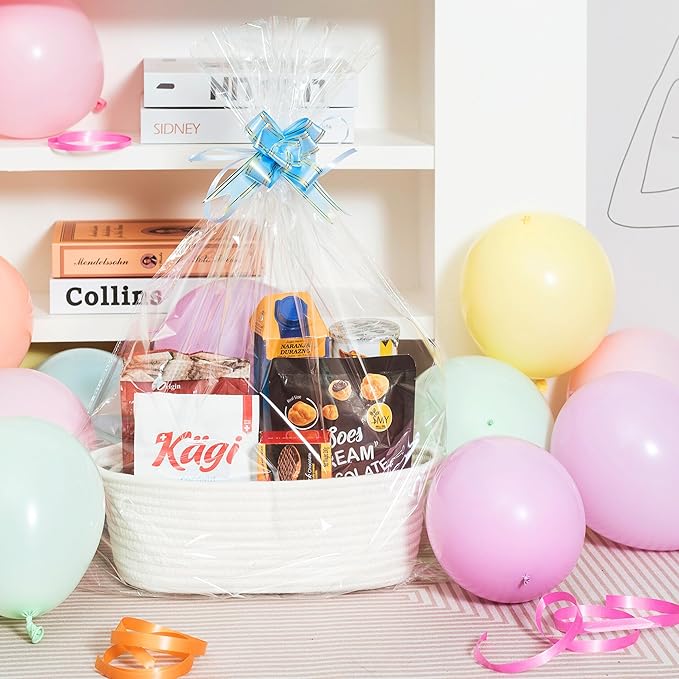 MINTWOOD Design 5-Piece Small Decorative Woven Storage Baskets Set for Shelves, Bathroom, Pantry and Nightstand Organizer, Catch All Tray for Organizing Gifts, Dog and Cat Toys, Creamy White