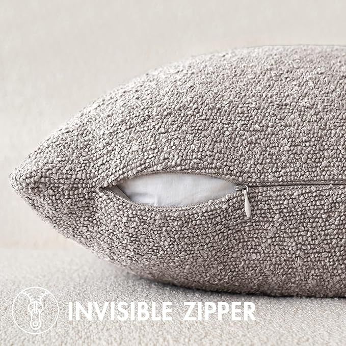 MIULEE 18x18 Inch Decorative Pillow Covers for Couch Bed Set of 2 Textured Boucle Neutral Throw Pillows Cloud Grey Accent Solid Cushion Pillowcase Cozy Soft Sofa Livingroom Home Decor