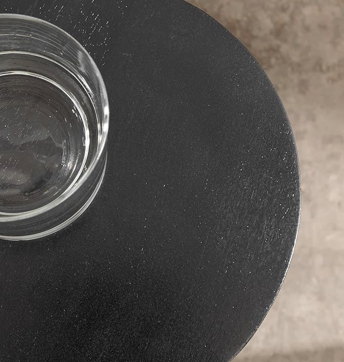 Kate and Laurel Dahl Modern Wooden Round Drink Table; 8 x 23; Black; Transitional Circle Wood Accent Pedestal Table for Living Room Plant Stand or Small Bedroom Nightstand