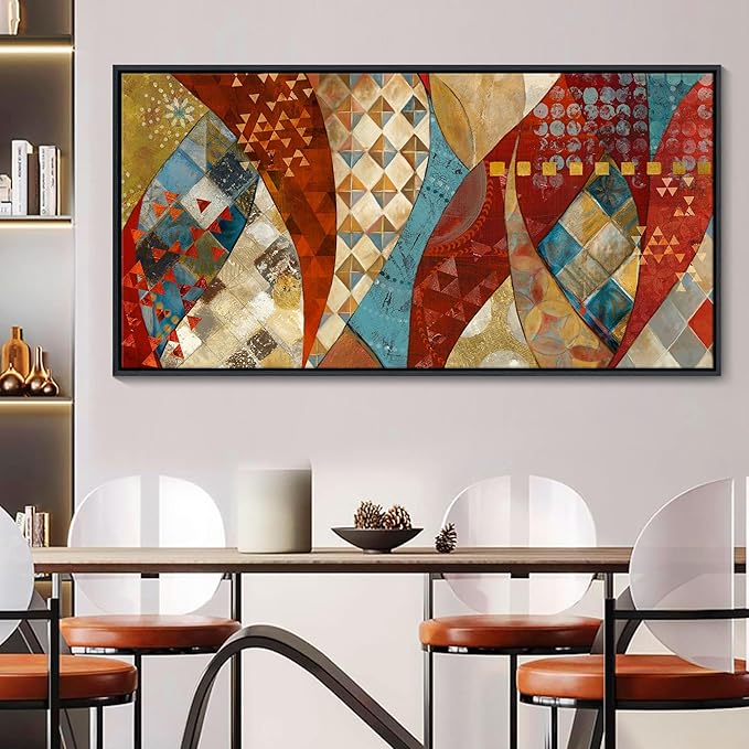 YDYSUNE Extra Large Wall Art vintage Red and gold Picture mixed media Painting Modern Artwork abstract for Living Room Bedroom Dinning Room Home Office Wall Decor 29x58
