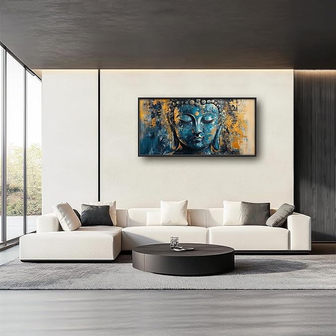 Olivine Buddha Wall Art, Zen Pictures Wall Decor, Rustic Religious Canvas Prints Painting, Framed Artwork for Bathroom Bedroom Living Room Office Home Spa Mediation Room Decoration 60"x30"