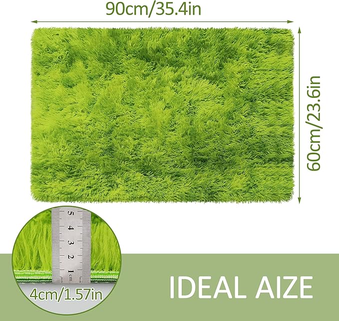 Small Tie-Dyed Area Rug for Bedroom 2x3 Mini Green Fluffy Rug Mat Bedside Throw Rug for Kids Room Boys Teens Nursery Baby Dorm Living Room Home Decor Aesthetic Carpets