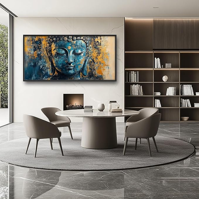 Olivine Buddha Wall Art, Zen Pictures Wall Decor, Rustic Religious Canvas Prints Painting, Framed Artwork for Bathroom Bedroom Living Room Office Home Spa Mediation Room Decoration 60"x30"