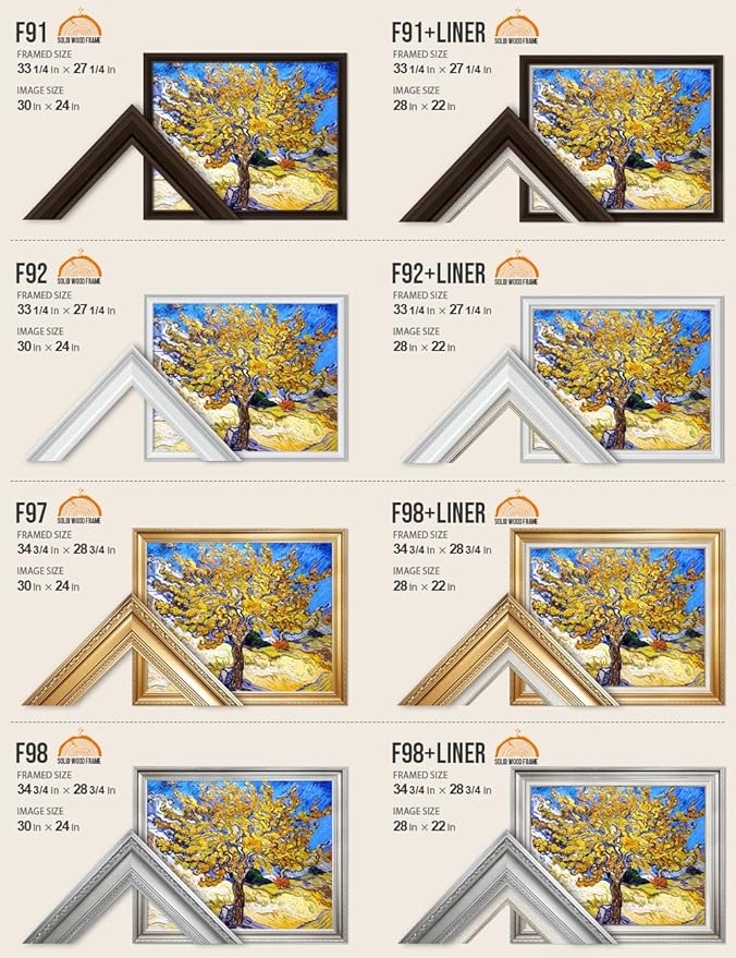 DECORARTS - The Mulberry Tree, Vincent Van Gogh Art Reproduction. Acid Free Cotton Canvas Giclee Print w/Bronze Frame&Mat for Wall Decor.