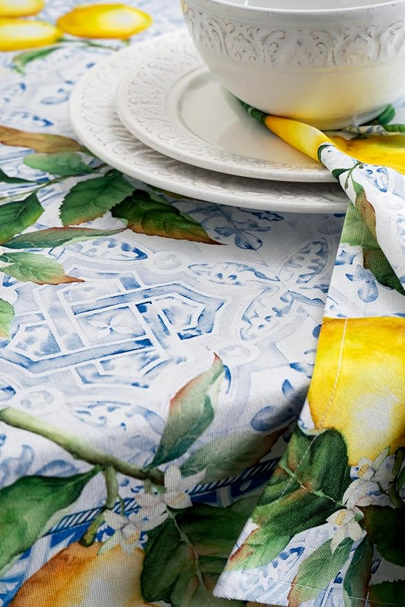 Maison d' Hermine Cloth Napkins Set of 4 100% Cotton Everyday Reusable Square Napkins Cloth Washable, Dinner, Party, Wedding, Restaurant, Spring/Summer (Citrus, 20" x 20")