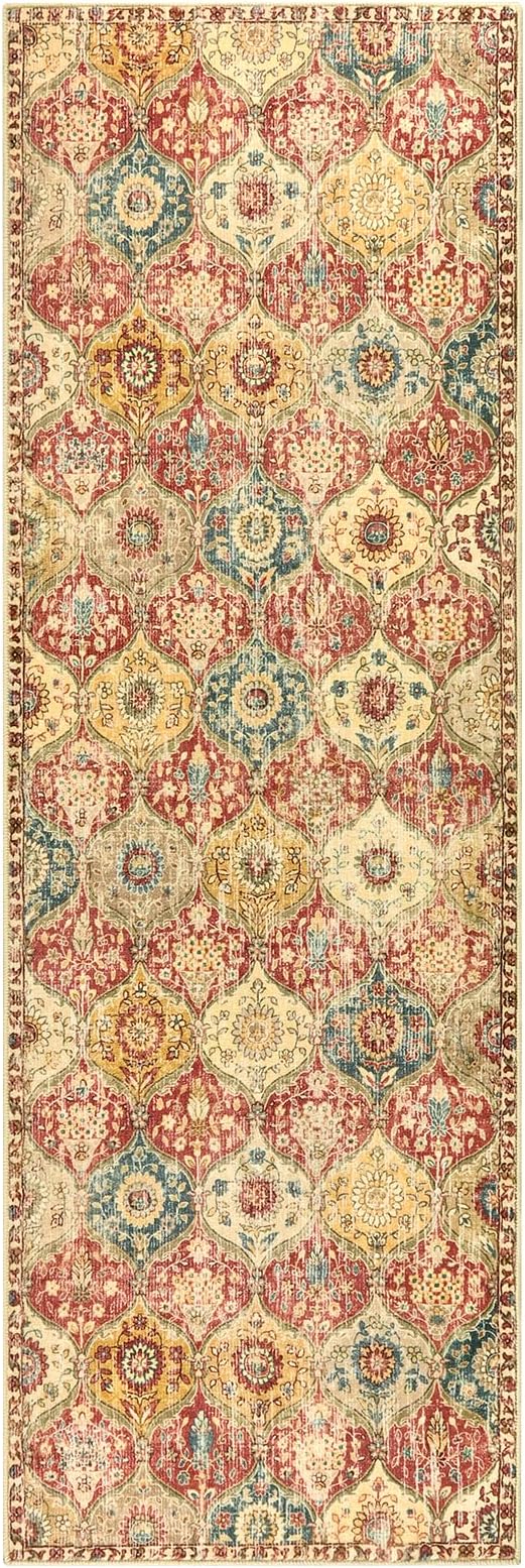 Lahome Moroccan Trellis Washable Runner Rug, 2x6 Kitchen Runners for Hallways 6 Feet Non Slip, Vintage Laundry Room Rug Ultra-Thin Long Carpet for Bathroom Bedroom Entryway, Red/Orange