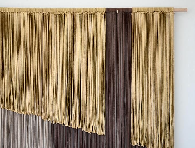 Jakalin Large Macrame Wall Hanging 57" Wx43 L Dip-Dyed Fiber Wall Decor Bohemian Handmade Apartment Dorm Gallery Art Living Room Wedding Wall Art