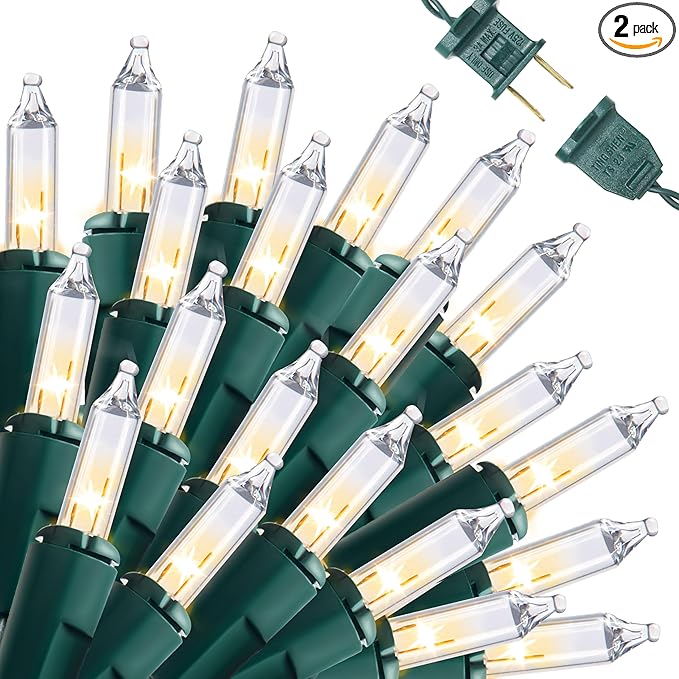 Joiedomi Clear Christmas String Lights Indoor,200(2x100) Mini Warm White Fairy Light,42.8 FT Lighting Decor for Patio Dorm Classroom Bedroom Holiday Wedding Party Garland Birthday Festival,Green Wire