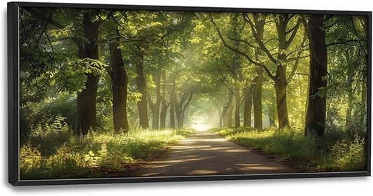 Framed Large Wall Art for Living Room, Forest Tree Canvas Wall Decor, Green Tree Pictures Painting, Modern Landscape Artwork for Bedroom Office 60L'' × 30W''