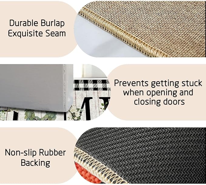 ORTIGIA Welcome Christmas Poinsettia Doormat Indoor Outdoor, Winter Holly Berry Patio Door Mats Non-Slip Durable Door Mat for Home Entrance, Outside Entry, Yard, Floor, Patio 17x36 Inch