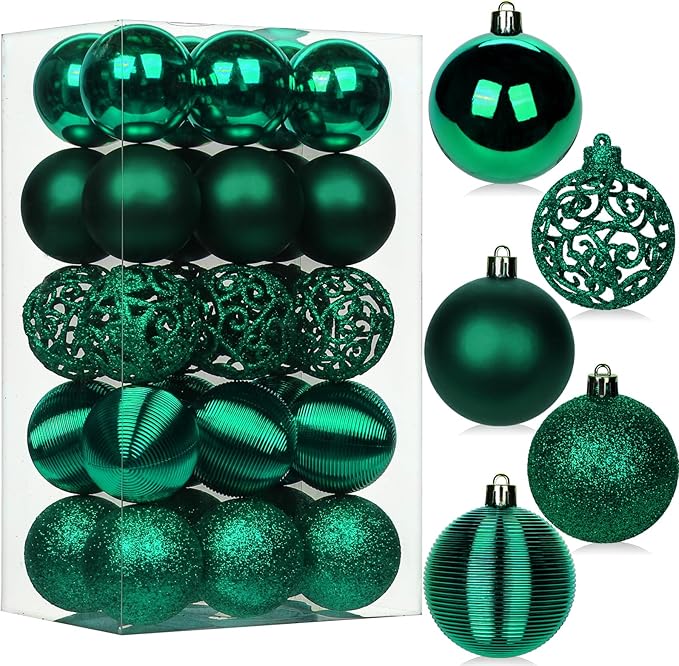 30PCS 2.36" Christmas Ball Ornaments Shatterproof Dark Green Christmas Tree Decorations Xmas Tree Balls Halloween Ornaments Décor
