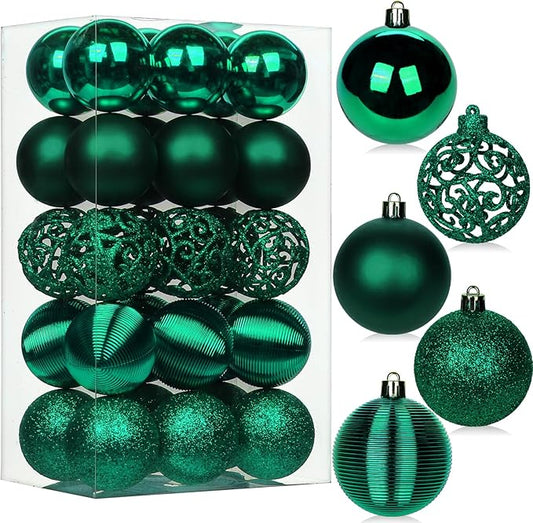30PCS 2.36" Christmas Ball Ornaments Shatterproof Dark Green Christmas Tree Decorations Xmas Tree Balls Halloween Ornaments Décor