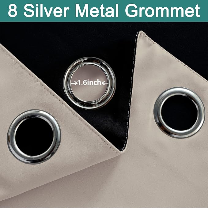 Yakamok Total Blackout Extra Wide Patio Sliding Door Curtains, Grommet Thermal Insulated Blind Curtains, Sliding Glass Door Panel for Living Room/Space Room Divider, Natural, W100 x L84, 1 Panel