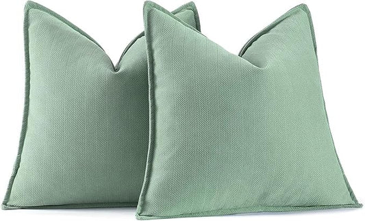 MIULEE Pack of 2 Greyish Green Decorative Pillow Covers 20x20 Inch Soft Chenille Luxurious Couch Throw Pillows Farmhouse Cushion Covers with Elegant Design for Sofa Bedroom Living Room Home Decor