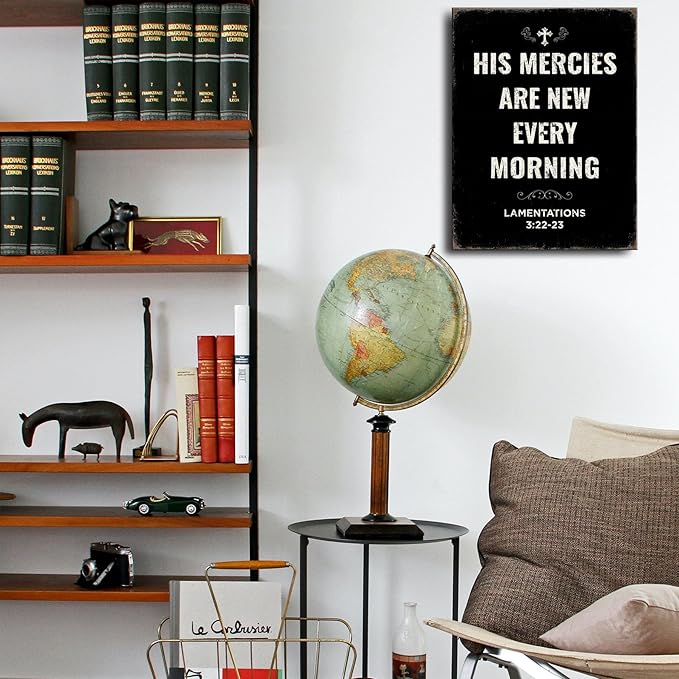 Ploceiny Christian Wall Art His Mercies Are New Every Morning 3:22-23 - Bible Verse Print for Bedroom, Living Room, Office & Prayer Room - Farmhouse Style wall art.A-429
